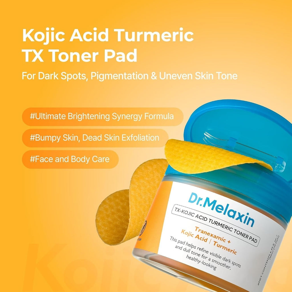 Dr.Melaxin TX Turmeric Toner Pads, 70 Sheets, Tranexamic Acid, Kojic Acid, Turmeric — 1