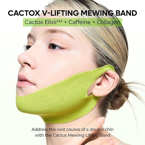 Dr.Melaxin CACTOX V-Lifting Mewing Band – Cactox + Caffeine + Collagen Double Chin Lifting Band for Sagging Jawline & Facial Puffiness 8 pcs (2 pcs) — 2