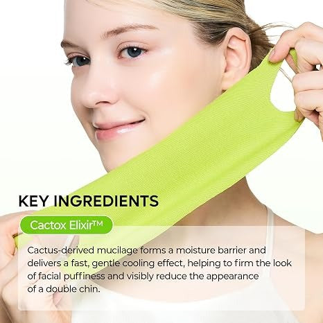 Dr.Melaxin CACTOX V-Lifting Mewing Band – Cactox + Caffeine + Collagen Double Chin Lifting Band for Sagging Jawline & Facial Puffiness 8 pcs (2 pcs) — 3