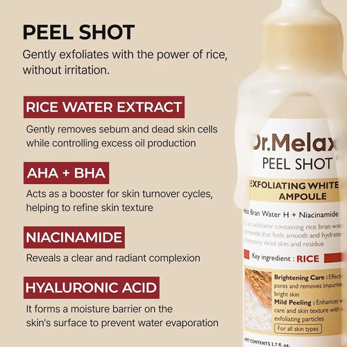 Dr.Melaxin Body & Face Peel Shot Duo Glow Rice Peeling Ampoule Kojic Acid & Turmeric spray — 2